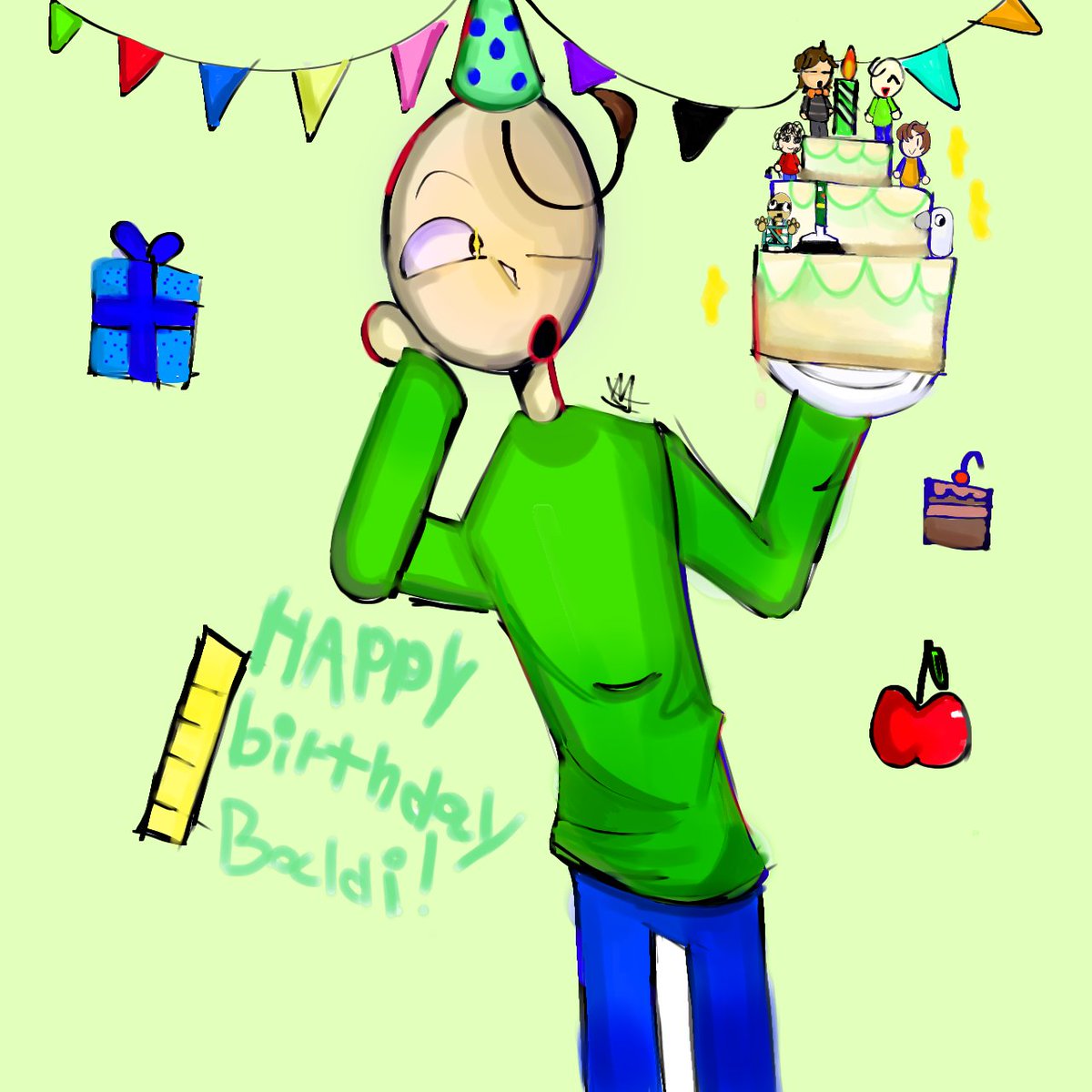 misdani_4545's tweet photo. Happy Birthday 🔥 #artdigital #BaldisBasics #Baldimore #princibaldi #art #Idontknowwhattoput https://t.co/49OQnWonLz