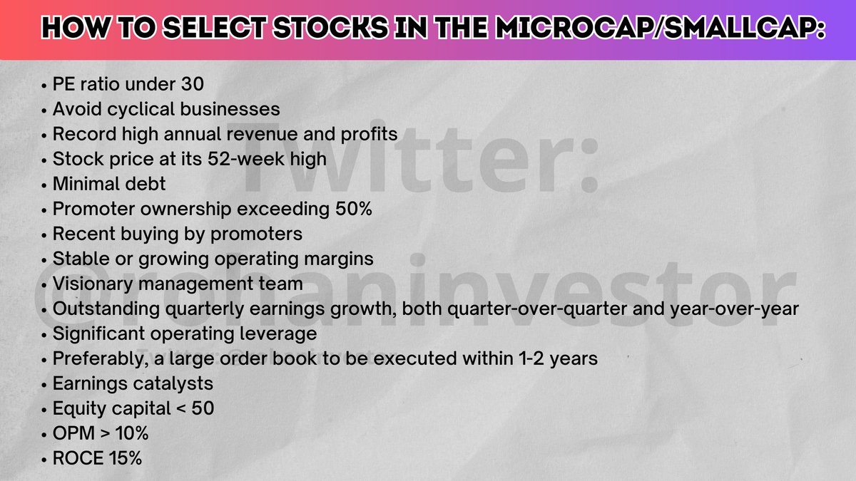 rohaninvestor's tweet photo. Out of 7000+ companies listed in India, applying this basic filters will narrows it down to 25-30 good companies. 

Save it for later👇 https://t.co/ctkPJ8I4tL