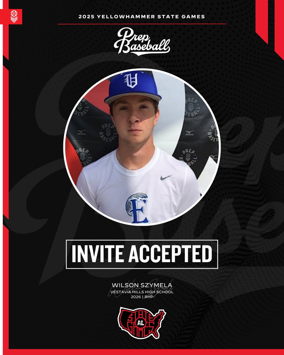 #𝐘𝐒𝐆𝐚𝐦𝐞𝐬𝟐𝟓: 𝐈𝐧𝐯𝐢𝐭𝐞 𝐀𝐜𝐜𝐞𝐩𝐭𝐞𝐝 ✅

RHP Wilson Szymela (@1RebelBaseball, 2026) is 𝗟𝗢𝗖𝗞𝗘𝗗 𝗜𝗡 🔐 for the Yellowhammer State Games, held on June 17th-18th at Sand Mountain Park in Albertville, AL.

Request an invite to the premier event of the summer. ⤵️