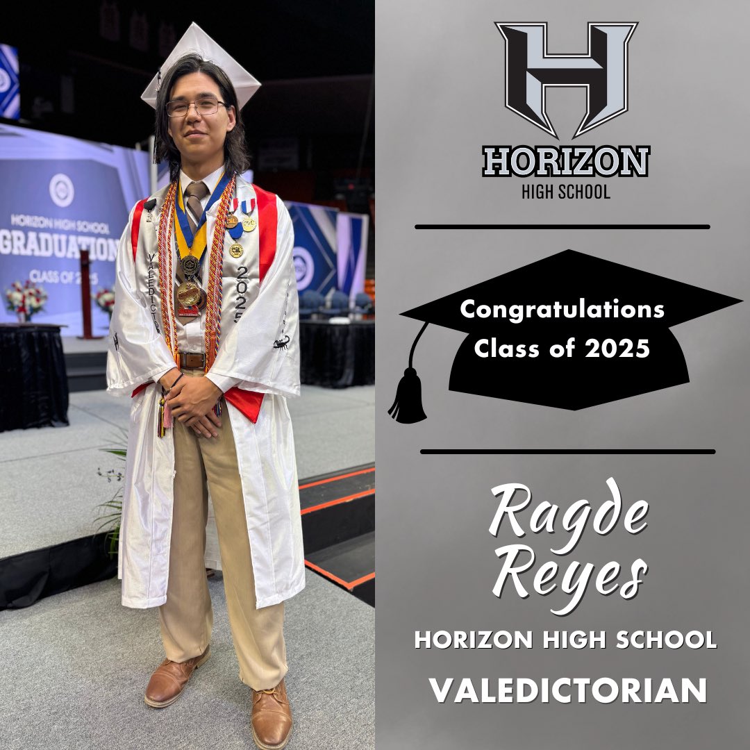 Celebrating our Horizon High School Valedictorian, Ragde Reyes, for the Class of 2025! Your hard work and dedication have paid off in a big way. Radge will pursue his degree in Mechanical Engineering at the University of Texas El Paso in the fall.

Congratulations on this