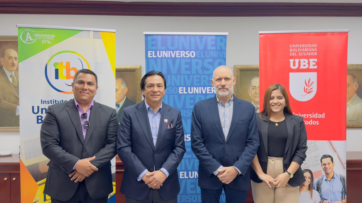Firma de convenio tripartito entre Diario EL UNIVERSO, el Instituto Bolivariano (ITB) y la Universidad Bolivariana (UBE).