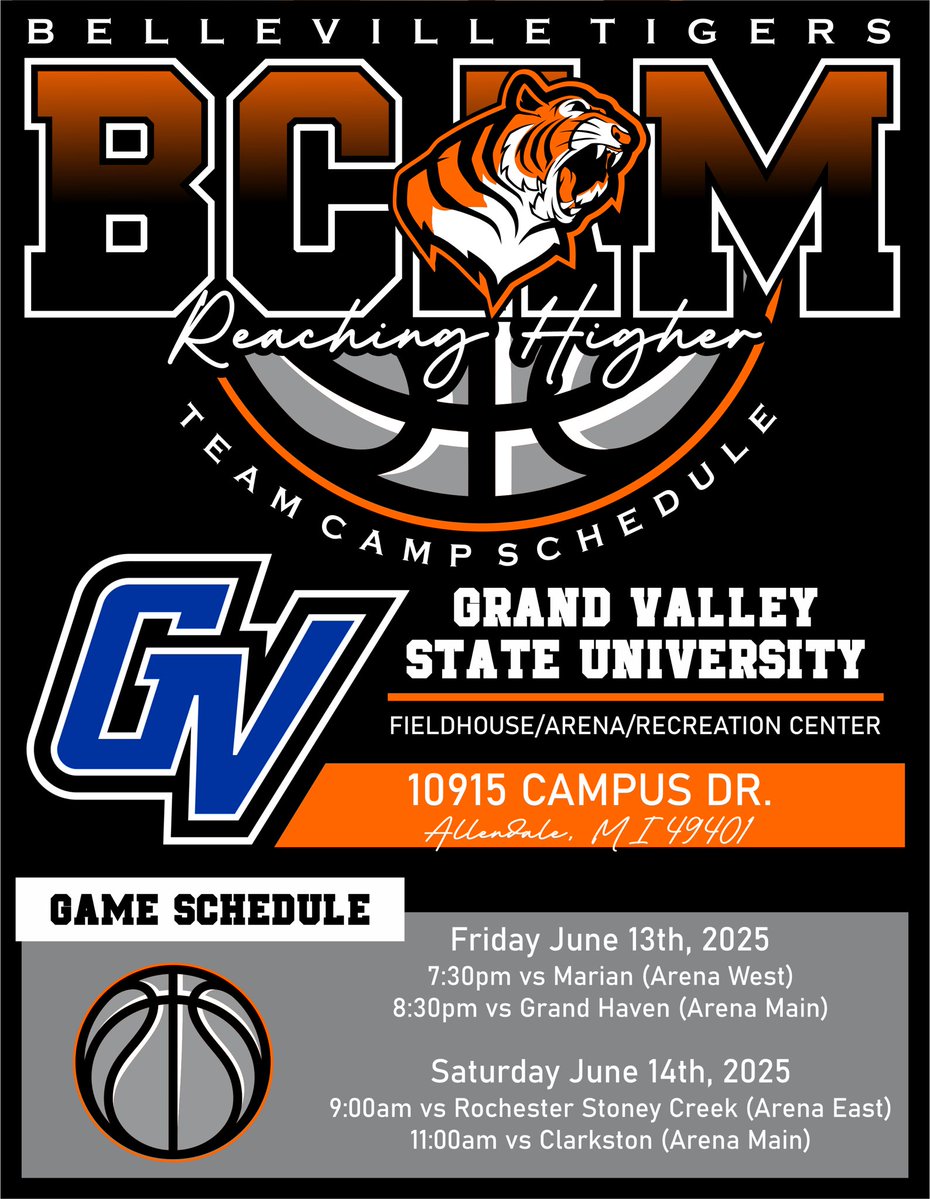 Jason Wilkins (Wilkins Report) (@lbinsider) on Twitter photo Belleville Tigers will be attending the Reaching Higher “June Scholastic Event” at Grand Valley State University next weekend <a href="/LBIPremierBB/">LBI Premier Prospects</a> <a href="/LBI_Carolina/">Coach Wright</a> <a href="/wadesworld32/">Coach Keith Wade</a>
Schedule ⬇️⬇️⬇️⬇️ Belleville Tigers will be attending the Reaching Higher “June Scholastic Event” at Grand Valley State University next weekend <a href="/LBIPremierBB/">LBI Premier Prospects</a> <a href="/LBI_Carolina/">Coach Wright</a> <a href="/wadesworld32/">Coach Keith Wade</a>
Schedule ⬇️⬇️⬇️⬇️