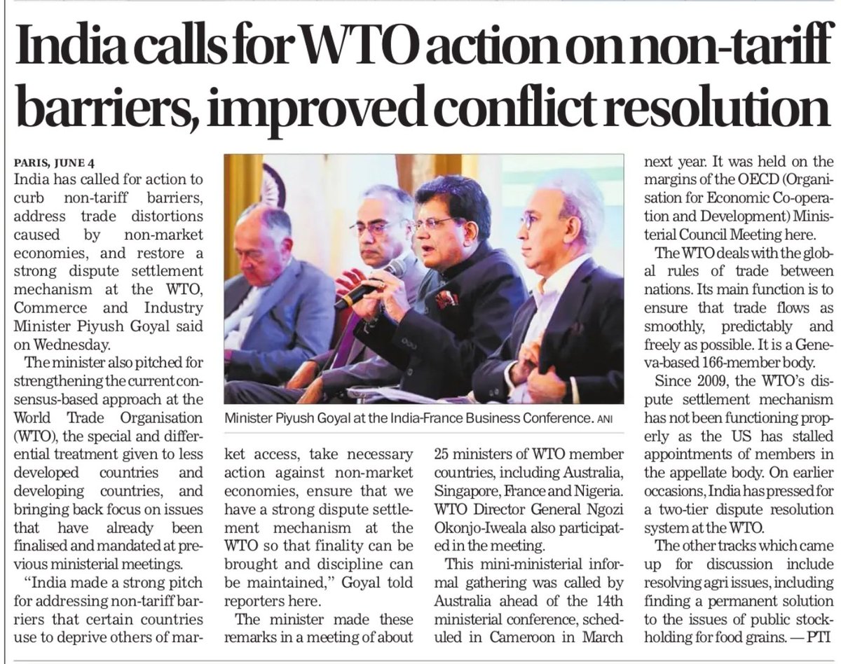 Rajmalhotrachd's tweet image. 🌏✨ Introduction: India’s Bold Call for WTO Reform – A Game-Changer for Global Trade! #IndiaAtWTO #TradeReform #UPSCReady

👉India has made a landmark appeal at the World Trade Organisation (WTO), urging urgent action against non-tariff barriers, trade distortions from…