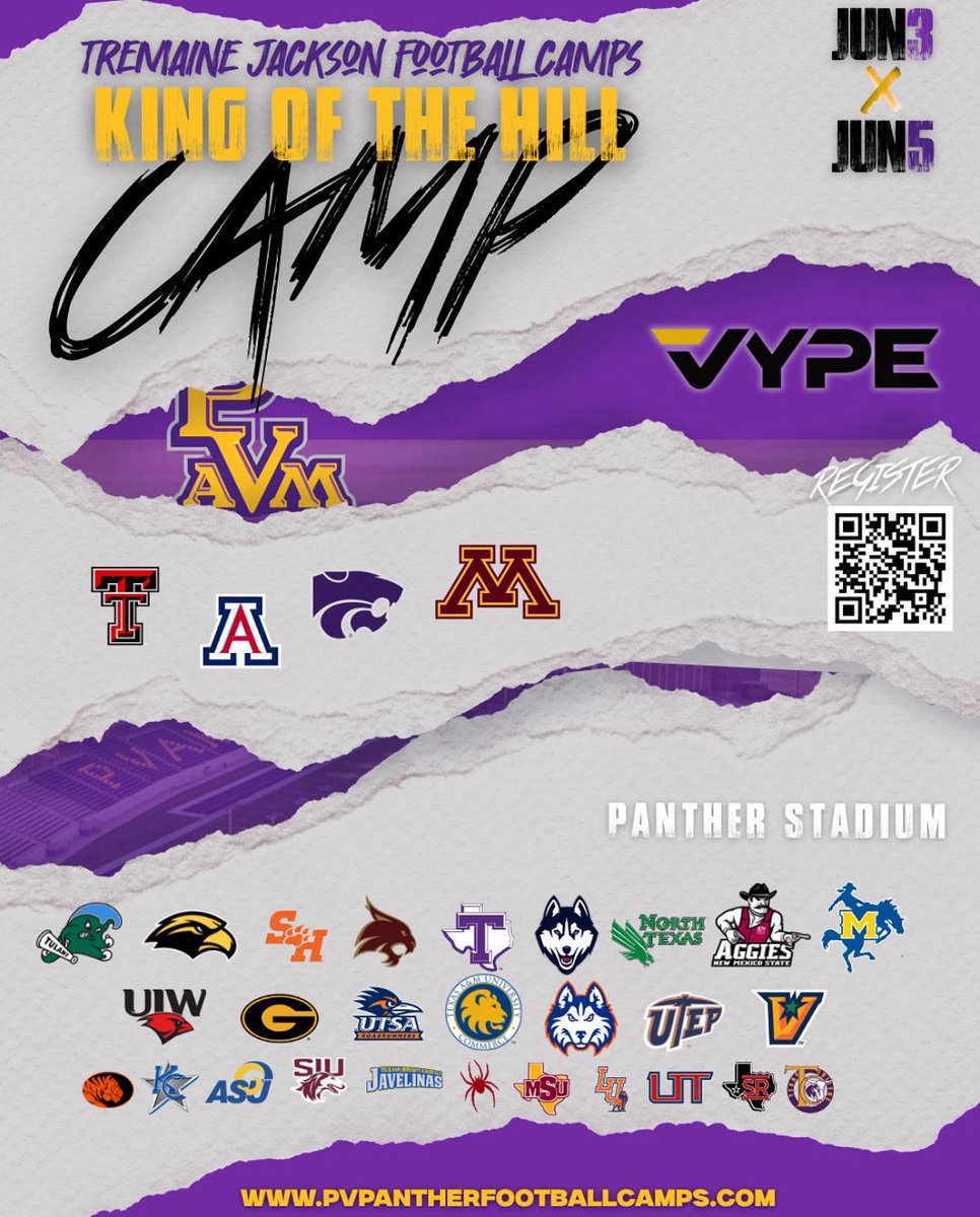 Royal_James0's tweet photo. I’ll be at the PVAMU King of the hill camp June 5th. Can’t wait to come out and compete. @CoachJackACHS @coachHUFFFFF @CoachStumon @CoachTCRandle @ACHS_ChargerFB https://t.co/HqjhsNt4Sd
