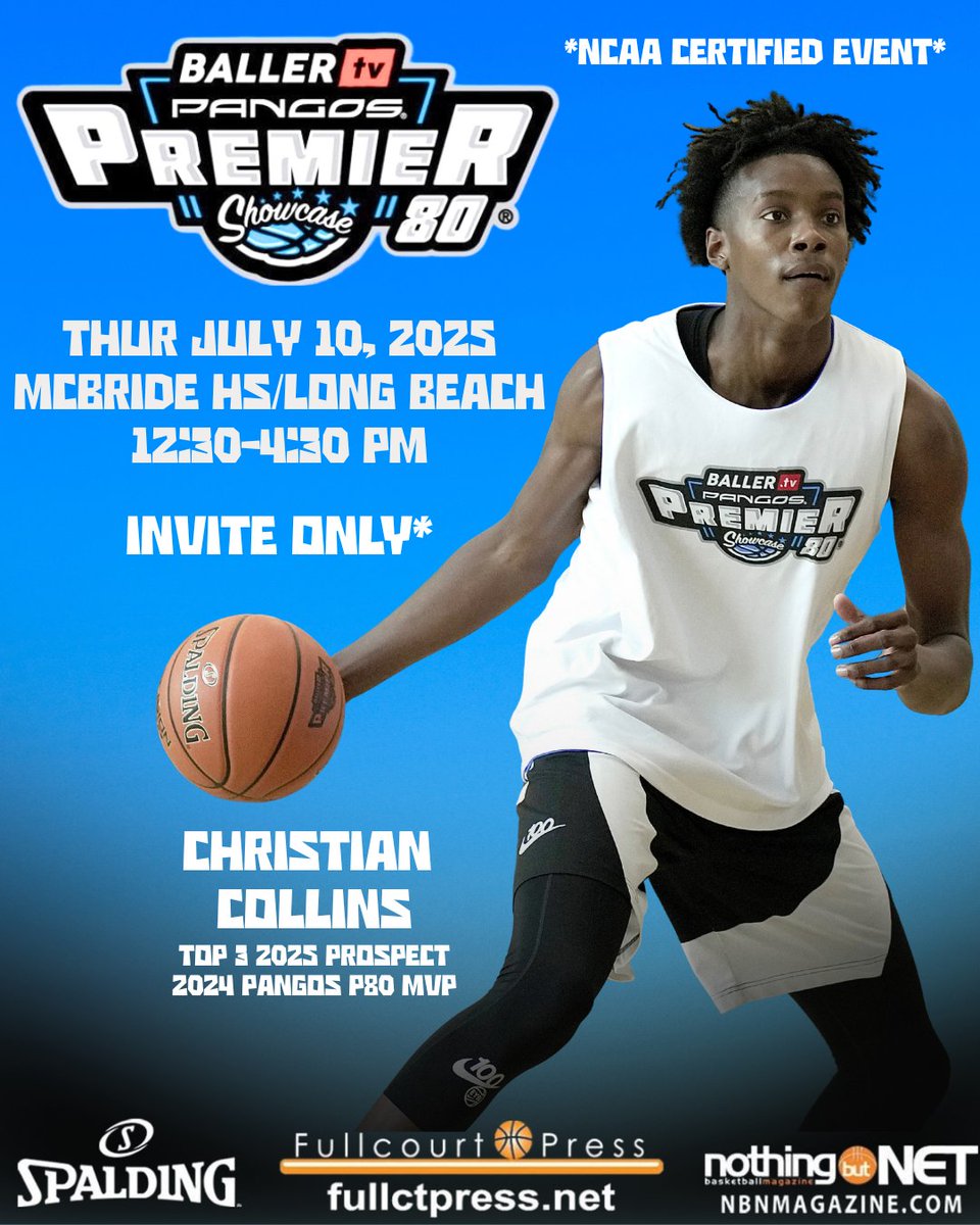 Dinos Trigonis (@trigonis30) on Twitter photo 2025 Pangos Premier 80 set for Thurs July 10 @ McBride HS/Long Beach CA (12:30pm-4:30pm). NCAA certified showcase will feature 80 top prospects nationwide. All games live-streamed on <a href="/BallerTV/">BallerTV</a>. Info: Fullctpress.net <a href="/FCPPangos/">Fullcourt Press/ Pangos</a> <a href="/NBNMagazine/">NBN Magazine</a> 2025 Pangos Premier 80 set for Thurs July 10 @ McBride HS/Long Beach CA (12:30pm-4:30pm). NCAA certified showcase will feature 80 top prospects nationwide. All games live-streamed on <a href="/BallerTV/">BallerTV</a>. Info: Fullctpress.net <a href="/FCPPangos/">Fullcourt Press/ Pangos</a> <a href="/NBNMagazine/">NBN Magazine</a>