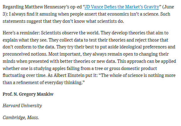 Greg Mankiw on whether economics is a science (WSJ)