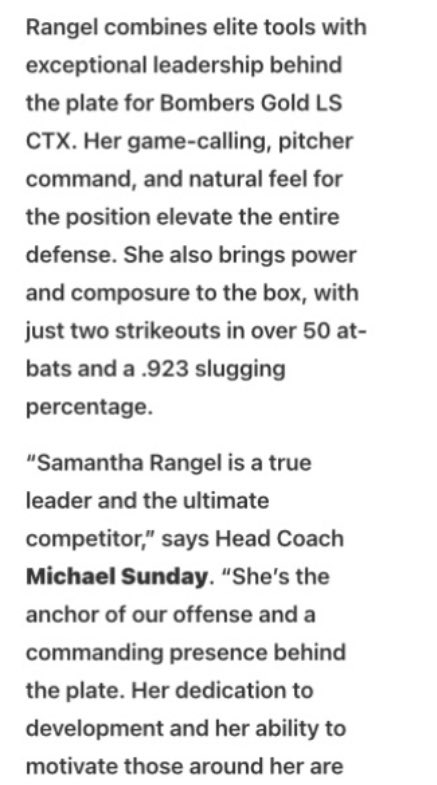 So grateful for all my coaches, extra innings, and everyone involved in keeping up with all our statistics! 
#11 Overall 
#35 Catcher