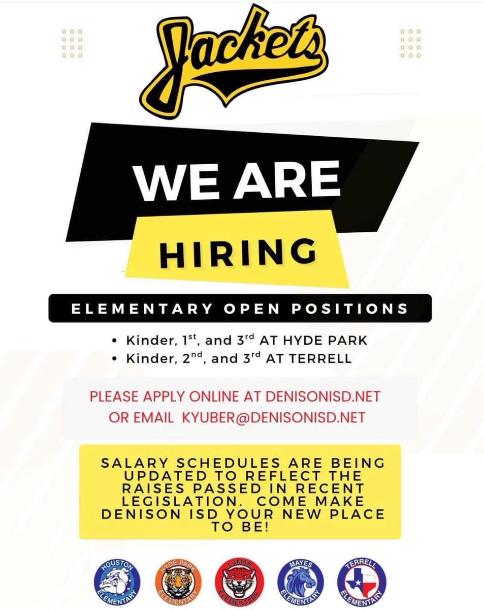 Join our Denison ISD Family! 🖤🐝💛