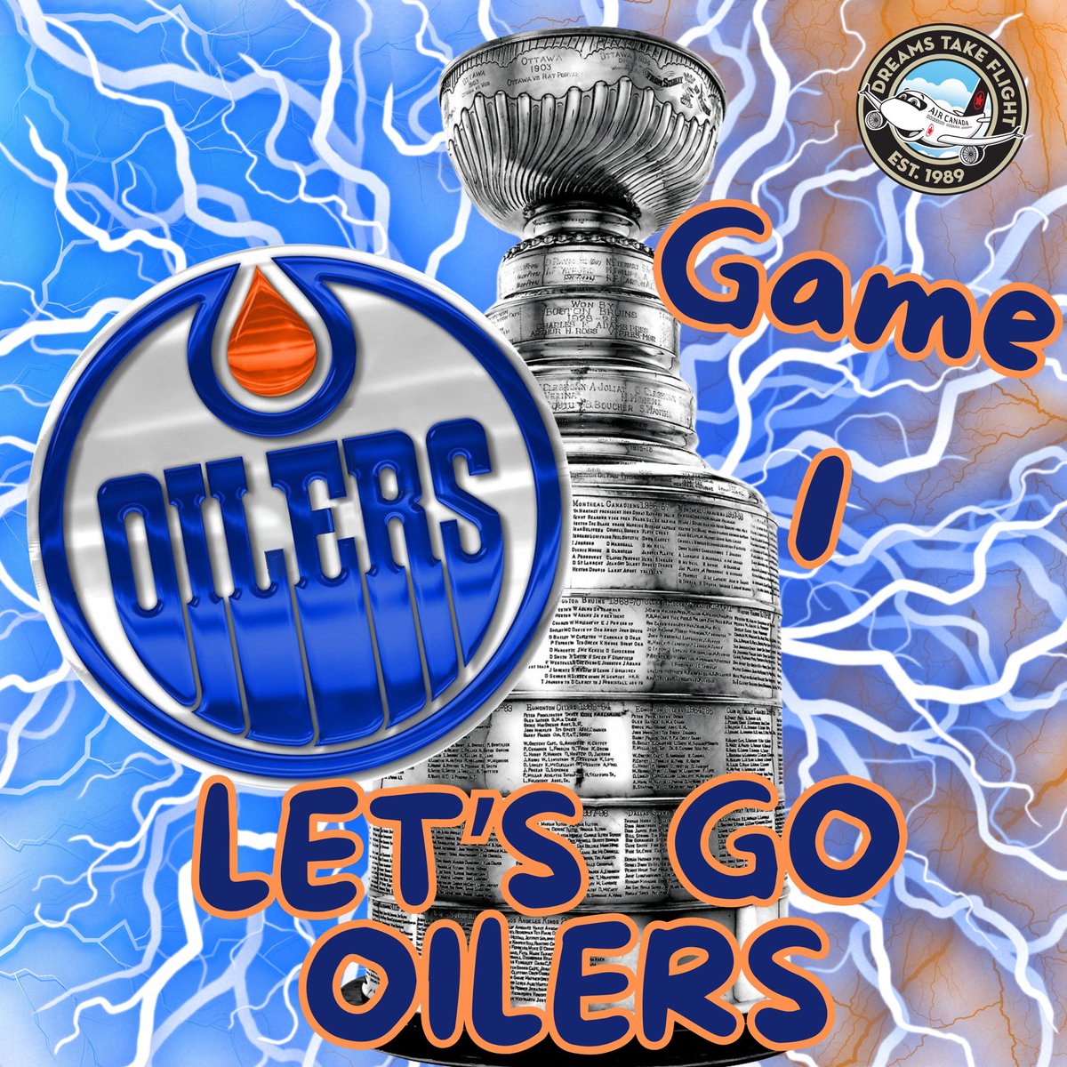 Dreams_YEG's tweet photo. Edmonton Dreams Take Flight Association is cheering on our @EdmontonOilers  in game 1 of the Stanley Cup Finals!
LET'S GO OILERS!

#YEG #DreamsTakeFlightYEG #StanleyCupFinals #EdmontonOilers #NHL #LinkInBio #DonationsWelcome #ChildrensCharity #NonForProfit #DreamsTakeFlight https://t.co/IYIVciwcJF