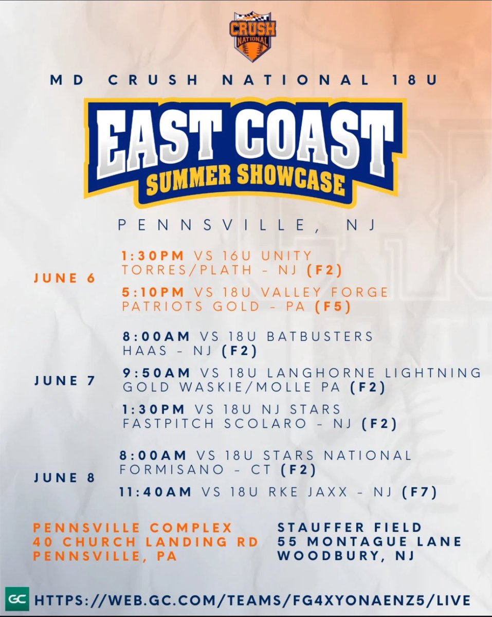 Maggie Harrison ‘26 (@maggieharr11) on Twitter photo Come watch us this weekend at the East Coast Summer Showcase in Pennsville, NJ‼️ <a href="/MDCrushNatl/">Maryland Crush National 18U</a> Come watch us this weekend at the East Coast Summer Showcase in Pennsville, NJ‼️ <a href="/MDCrushNatl/">Maryland Crush National 18U</a>