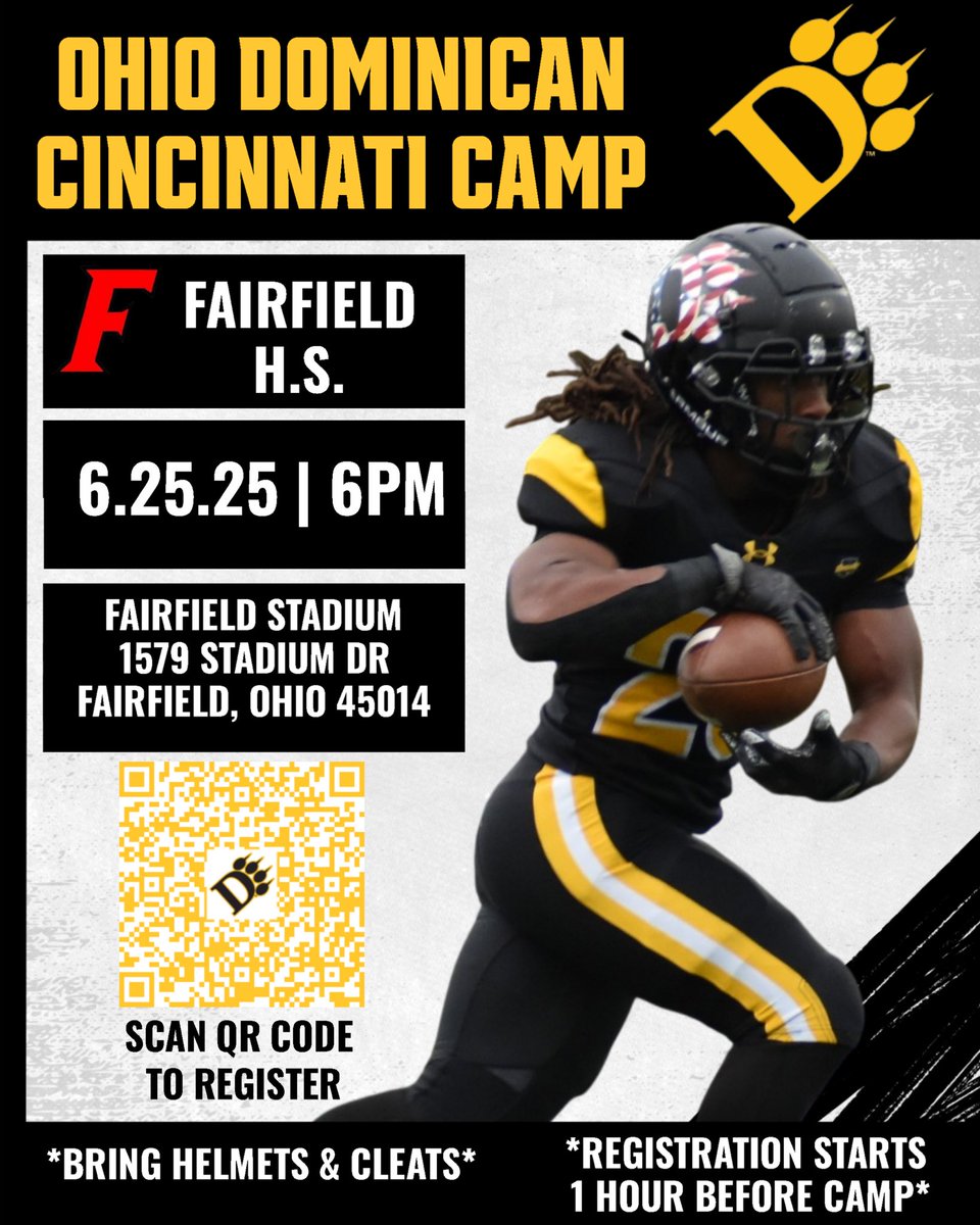 Mark your calendars 🗓️ 6/25 🏈 <a href="/OhioDominicanFB/">Ohio Dominican Football</a> <a href="/CoachCoad/">BJ Coad</a> <a href="/CoachCookOL/">Kennedy Cook</a>