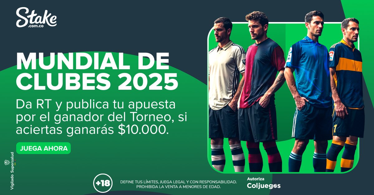 StakeColombia's tweet photo. ¡Llega el primer challenge de #MundialDeClubesConStake! 🏆🔥

Da RT y publica tu apuesta al futuro campeón, TODOS los que acierten recibirán una freebet de $10.000 al finalizar el torneo 💰

Apuesta aquí: https://t.co/TtPxOQxLUB https://t.co/P9VuNfnTEK