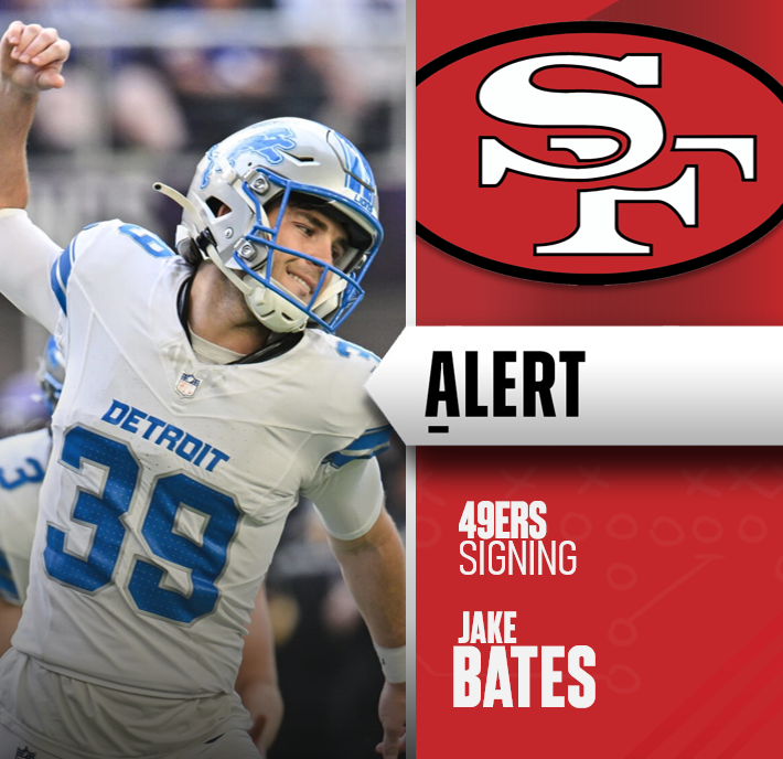 TheIFLeague's tweet photo. The 49ers had a flurry of signings this afternoon:  K Jake Bates (1 yr/$1M), QB Sam Darnold (1 yr/$2M), QB Justin Fields (1 yr/$2M) and RB Rico Dowdle (1 yr/$1.5M) https://t.co/UNfkvWyJjH