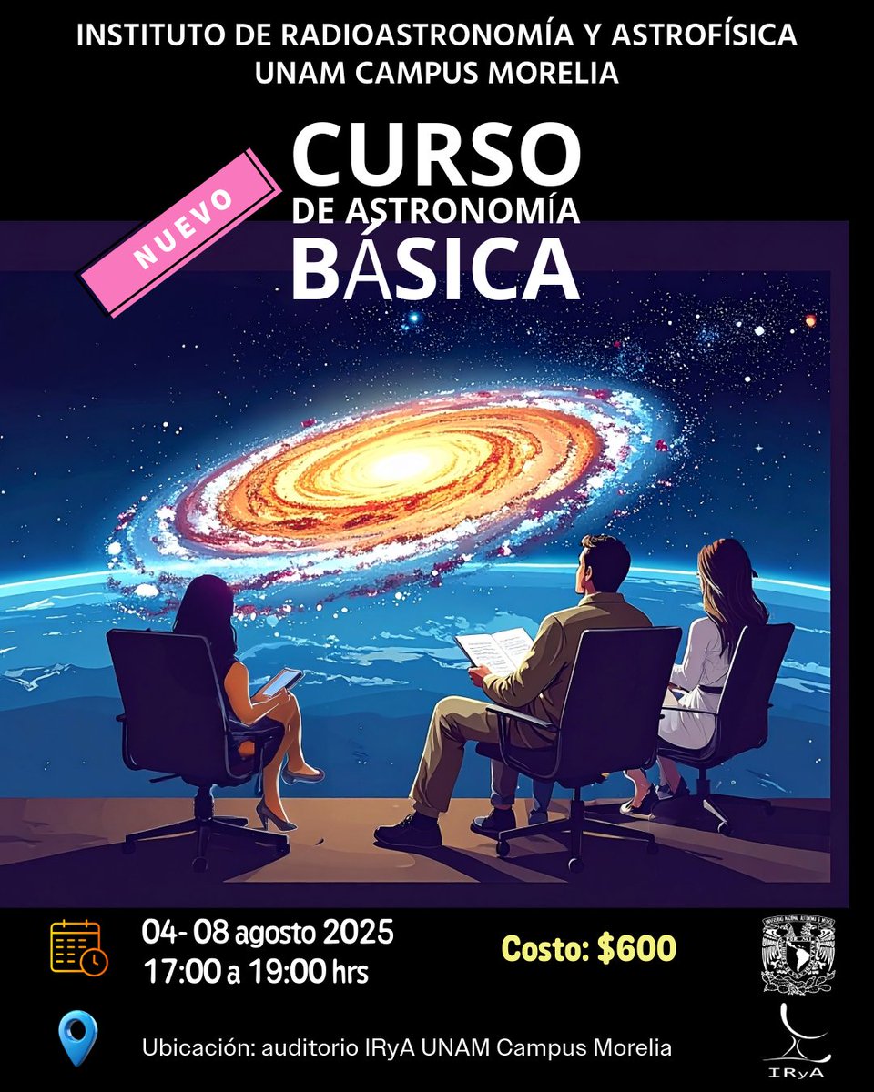 ¡Llegó! El nuevo* Curso de astronomía básica 2025 🔭
Aprende a usar telescopios y a observar el cielo, y conoce sobre cometas, asteroides, meteoros ¡y más! ✨¡Sin necesidad de conocimiento previo!
Registro y detalles 👇
irya.unam.mx/web/es/divulga…
*Es diferente a cursos de otros años