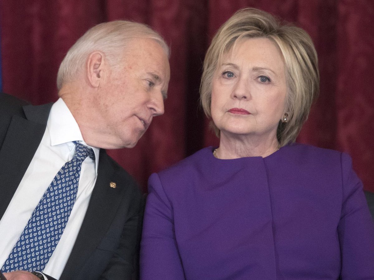 What is Joe saying to Hillary in this photo? 🧐