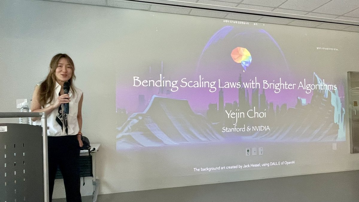 hyunw_kim's tweet image. It’s really wonderful to have @YejinChoinka for this super exciting talk at @kaist_ai 🤩🚀🚀🚀
