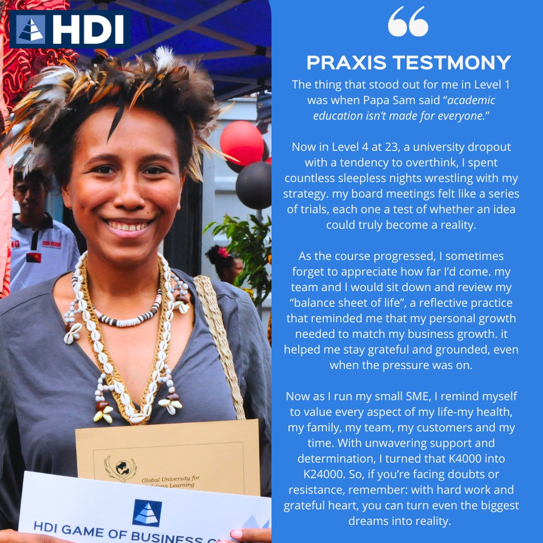 hdiPNG_official's tweet photo. 🌱 HDI Success Story;
At 23, she was a uni dropout with no clear path.
Then she joined HDI
✨ You can start today. Register by taking our FREE Balance Sheet of Life Scorecard: https://t.co/moi2CDywg0
#HDI #PVBS #BeViable #PersonalViability https://t.co/ArHIDWtoCU