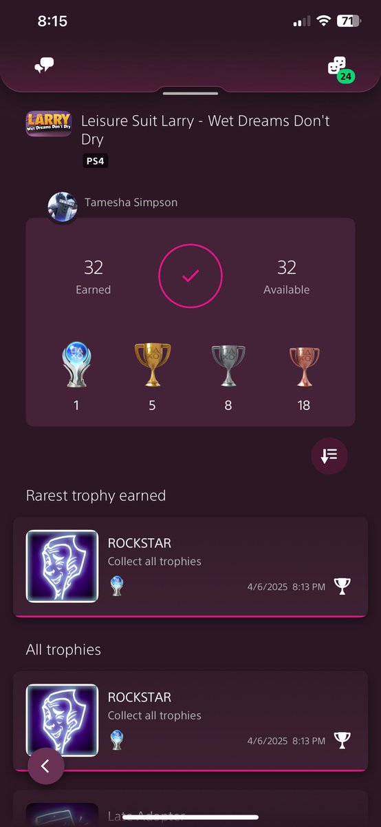 Tee_lishh's tweet photo. Leisure Suit Larry - Wet Dreams Don’t Dry - Platinum 69. 

Felt fitting to be a little immature for this one I suppose 🤭 although painfully cringey 🤣 https://t.co/tj4rTQ4IfD
