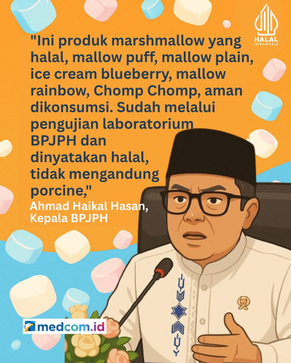 saajongu's tweet photo. Buat kamu yang suka cemilan manis tapi tetap Halal, Chomp Chomp Mallow Puff udah lolos uji lab BPJPH loh! #ChompchompHalal https://t.co/p78QyTvtTR