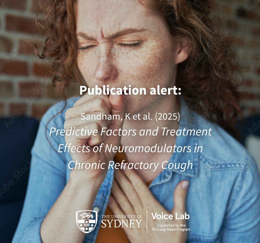 The University of Sydney Voice Lab (@voicelab_usyd) on Twitter photo Publication alert! Congratulations to Kate Sandham, Sarah Emmett, Duong Nguyen, <a href="/Cate_Madill/">Dr Cate Madill (she/her)</a> and Daniel Novakovic <a href="/SydneyVoice/">A/Prof Daniel Novakovic (he/him)</a> on their new manuscript:
Predictive Factors and Treatment Effects of Neuromodulators in Chronic Refractory Cough 💊🗣️
➡️ pmc.ncbi.nlm.nih.gov/articles/PMC12… Publication alert! Congratulations to Kate Sandham, Sarah Emmett, Duong Nguyen, <a href="/Cate_Madill/">Dr Cate Madill (she/her)</a> and Daniel Novakovic <a href="/SydneyVoice/">A/Prof Daniel Novakovic (he/him)</a> on their new manuscript:
Predictive Factors and Treatment Effects of Neuromodulators in Chronic Refractory Cough 💊🗣️
➡️ pmc.ncbi.nlm.nih.gov/articles/PMC12…