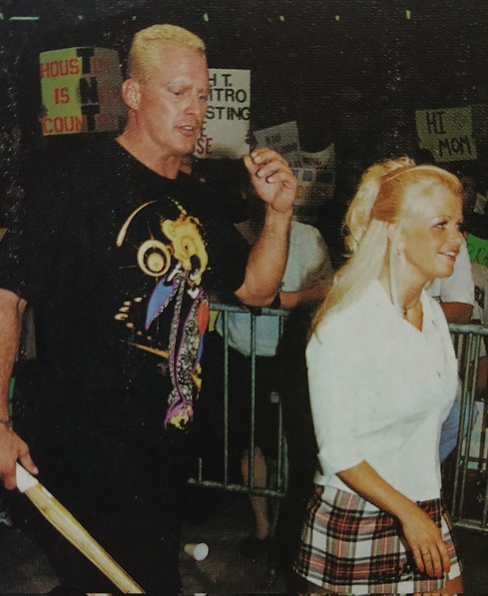 The Sandman(wrestling here as Hak) along with his valet,Chastity,bringing some hardcore to WCW back in 1999