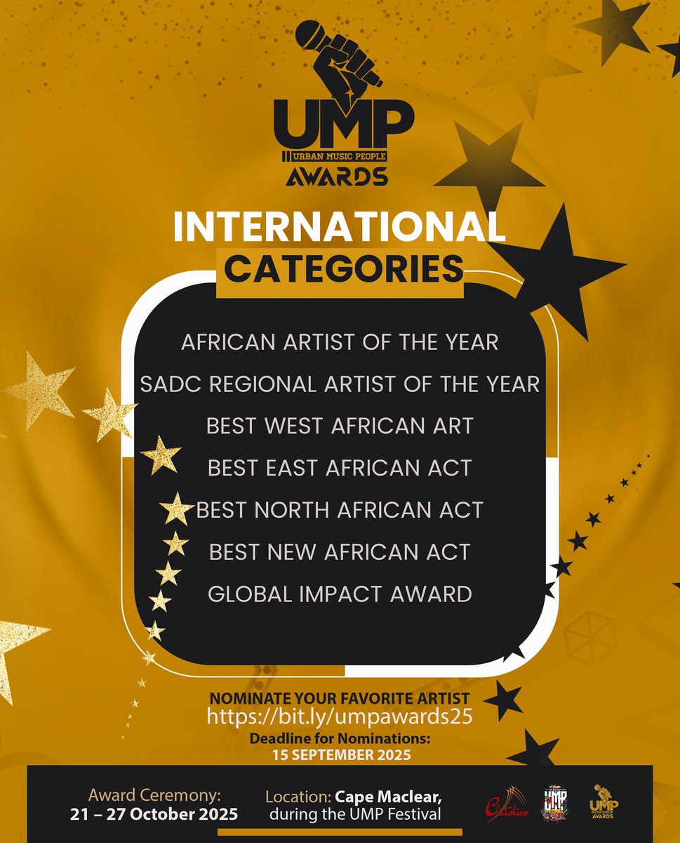 Nominations continue for 2025 #UMPAwards International Categories!Submit by Sept 15 👉 bit.ly/umpawards25 
Ceremony in Oct during <a href="/umpfest/">UMP Festival</a>