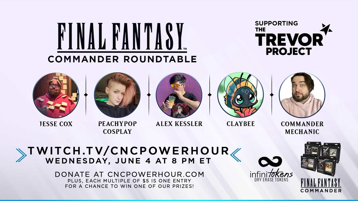 Commander Mechanic (@cmdrmechanic) on Twitter photo A MASSIVE thank you to everyone who helped us raise over $800 for The Trevor Project in tonight's round table!
And THANK YOU to our amazing panelists for making this our biggest round table yet:
<a href="/JesseCox/">Jesse Cox</a>
<a href="/Kesswylie/">Kess Wylie</a>
<a href="/peachypop_cos/">peachypop, wild mage 🍑</a>
<a href="/s1ck1y/">@ sick1y on masto and b s k y</a> A MASSIVE thank you to everyone who helped us raise over $800 for The Trevor Project in tonight's round table!
And THANK YOU to our amazing panelists for making this our biggest round table yet:
<a href="/JesseCox/">Jesse Cox</a>
<a href="/Kesswylie/">Kess Wylie</a>
<a href="/peachypop_cos/">peachypop, wild mage 🍑</a>
<a href="/s1ck1y/">@ sick1y on masto and b s k y</a>