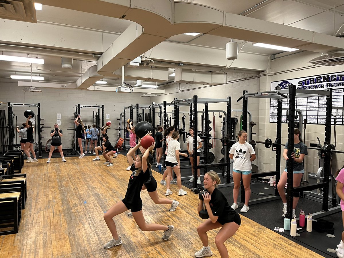 Day 3 of Summer workouts was another busy one. Weights in the morning, then HS camp, and about 110 2nd-8th grade girls for Youth camp. The HS players are there for it all. One more day this week!!!