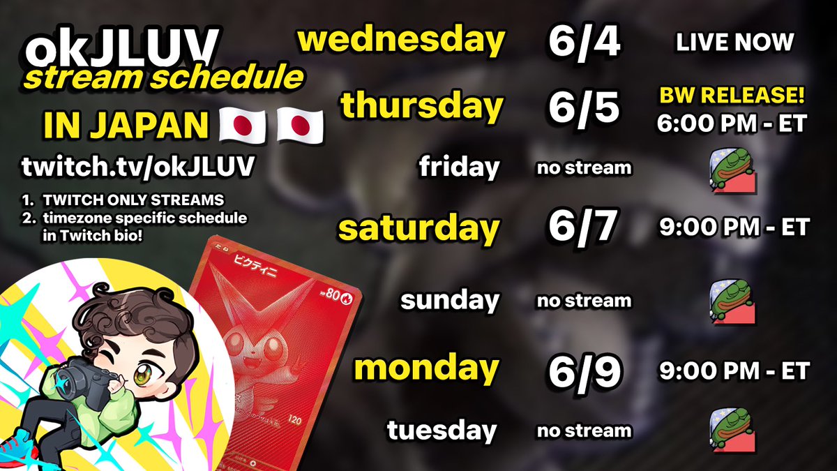 BACK IRL STREAMING IN JAPAN

BLACK BOLT AND WHITE FLARE RELEASE DAY STREAM

STARTS NOW. DON’T MISS IT