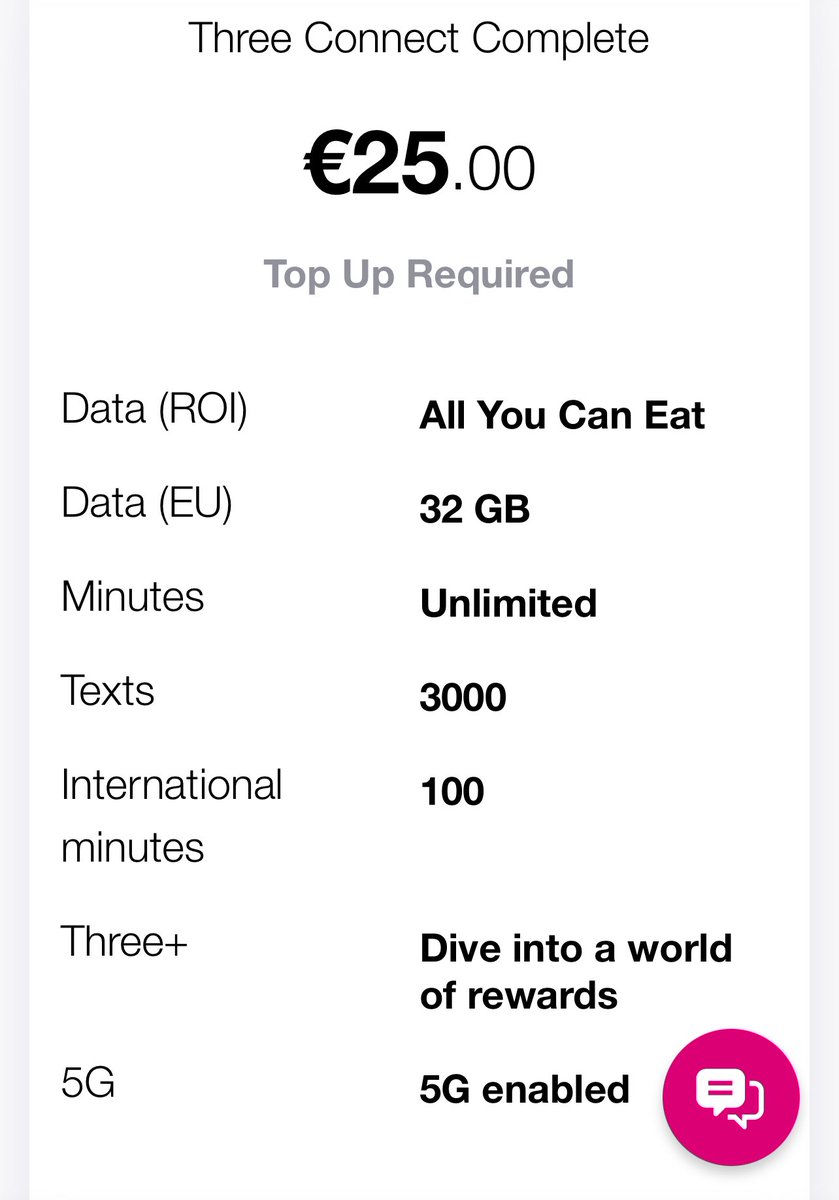 Limitsiz 5G ən azı 300 mbps sürət, aylıq hər yönə limitsiz danışıq, bütün EU ölkələrində aylıq 32GB internet, 100 dəq xaricə zəng və s. , 25 eur  #azercell