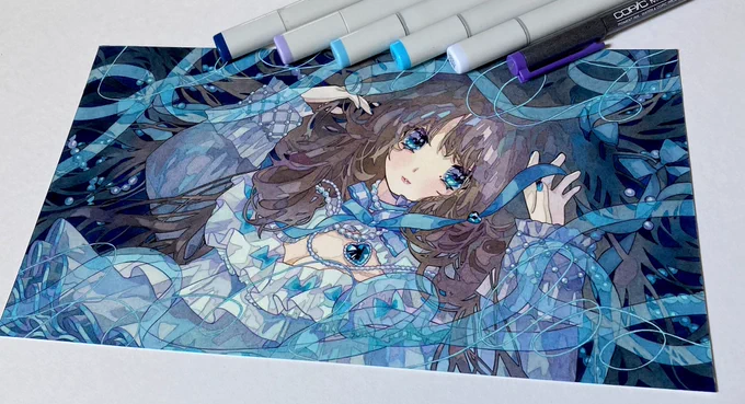 完成まで辿り着けました(*'∇`*) 嬉しい(*'Д`*) #アナログイラスト #コピック