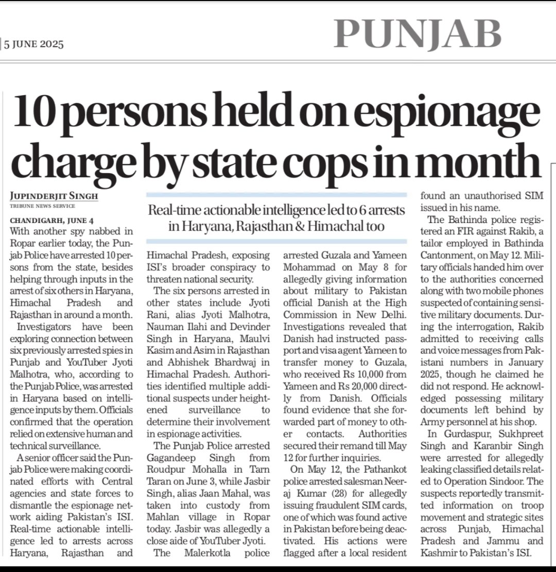 jupinderjit singh (@japs99) on Twitter photo It is raining #spies in Punjab
tribuneindia.com/news/punjab/10…
<a href="/thetribunechd/">The Tribune</a>
<a href="/jomalhotra/">Jyoti Malhotra</a> <a href="/DGPPunjabPolice/">DGP Punjab Police</a> It is raining #spies in Punjab
tribuneindia.com/news/punjab/10…
<a href="/thetribunechd/">The Tribune</a>
<a href="/jomalhotra/">Jyoti Malhotra</a> <a href="/DGPPunjabPolice/">DGP Punjab Police</a>