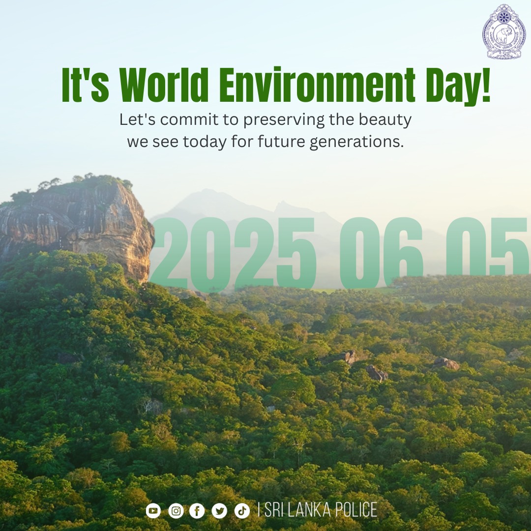Sri Lanka Police (@sl_policemedia) on Twitter photo It's World Environment Day.
Let's commit to preserving the beauty we see today for future generation.
#srilankapolice #policemedia #EnvironmentDay It's World Environment Day.
Let's commit to preserving the beauty we see today for future generation.
#srilankapolice #policemedia #EnvironmentDay