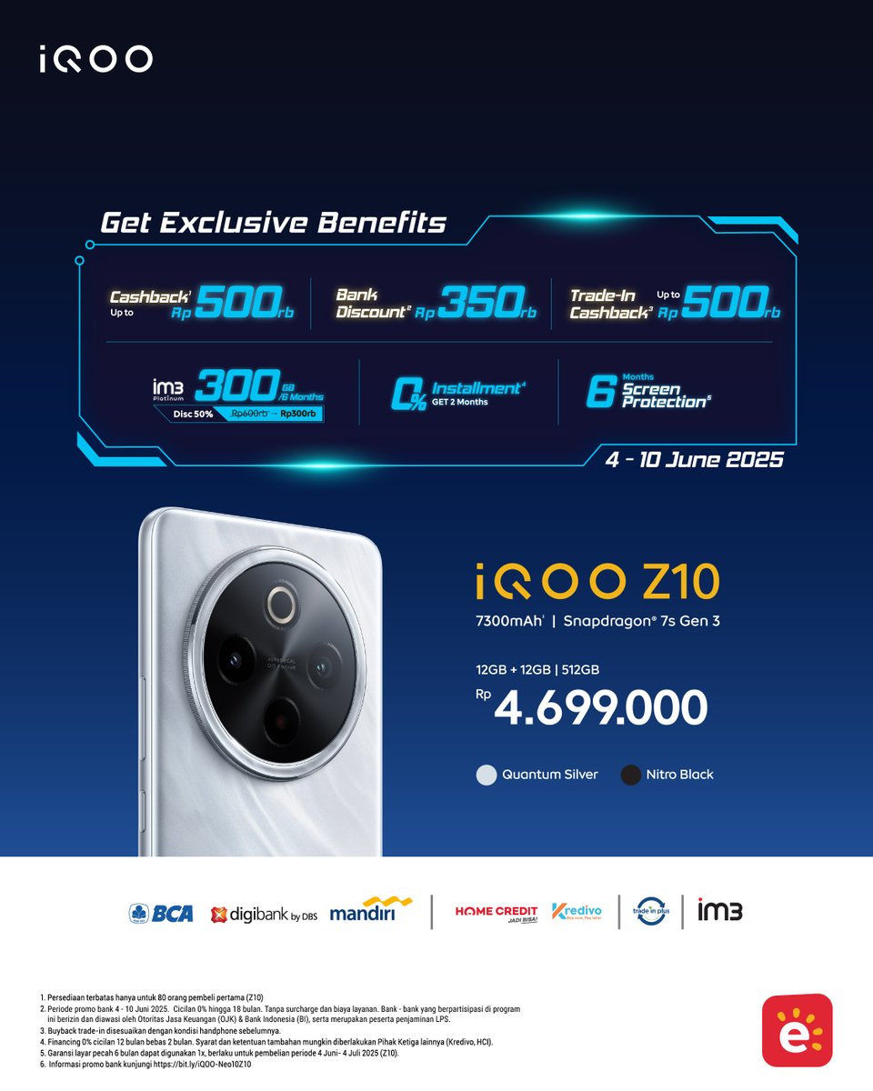 Baru! iQOO Neo 10 dan iQOO Z10. Sama-sama memiliki tenaga yang super buat lengkapi keseharian kamu, dan kamera yang ciamik buat abadikan momen menarikmu. Dapatkan dengan ragam benefit selama masa periode. Langsung aja ke toko erafone dan erafone.com sekarang juga.