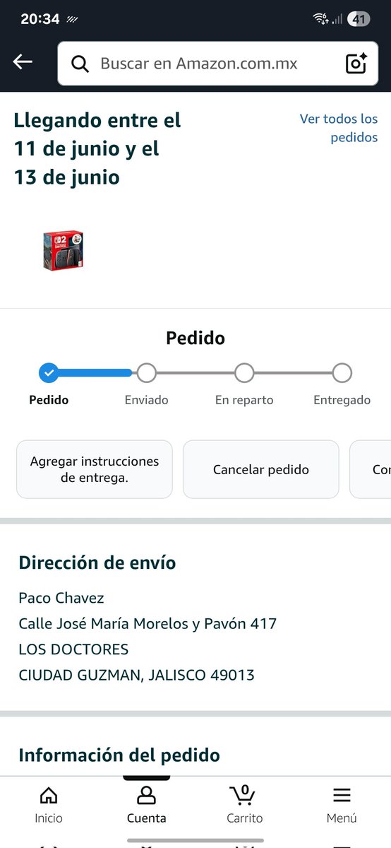 1PacoChavez1's tweet photo. @d4vdme Lo pedí a los 15min de la preventa y me marca esta pinche fecha, sino se apura lo comprare en alguna tienda local que lo tengam 🥲 https://t.co/21R7xSffE5