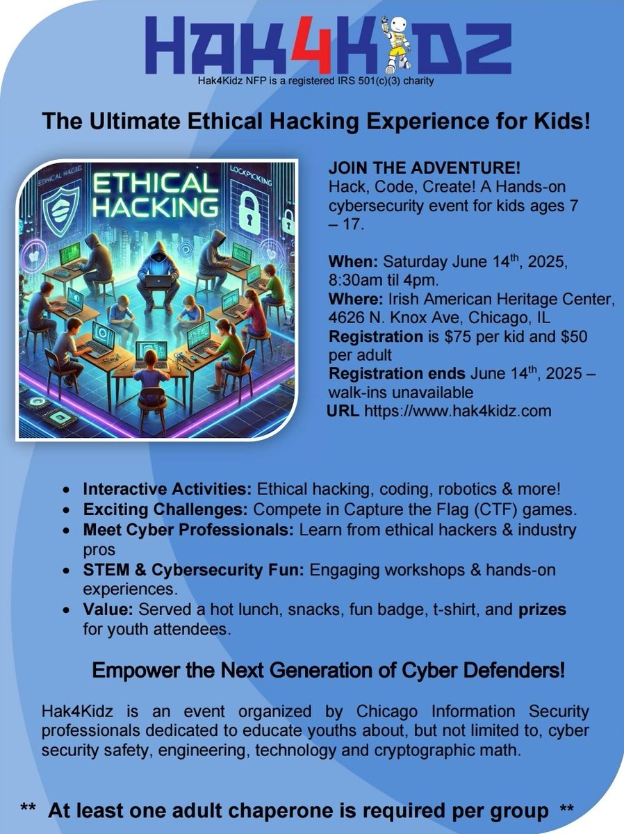 We are so excited to return to <a href="/Hak4Kidz/">Hak4Kidz</a> next week!!! We missed you all last year due to medical issues but we r coming back strong :) we hope we see your kids there this year! #Kidz #STEM #Hack #charity #lockpicking
