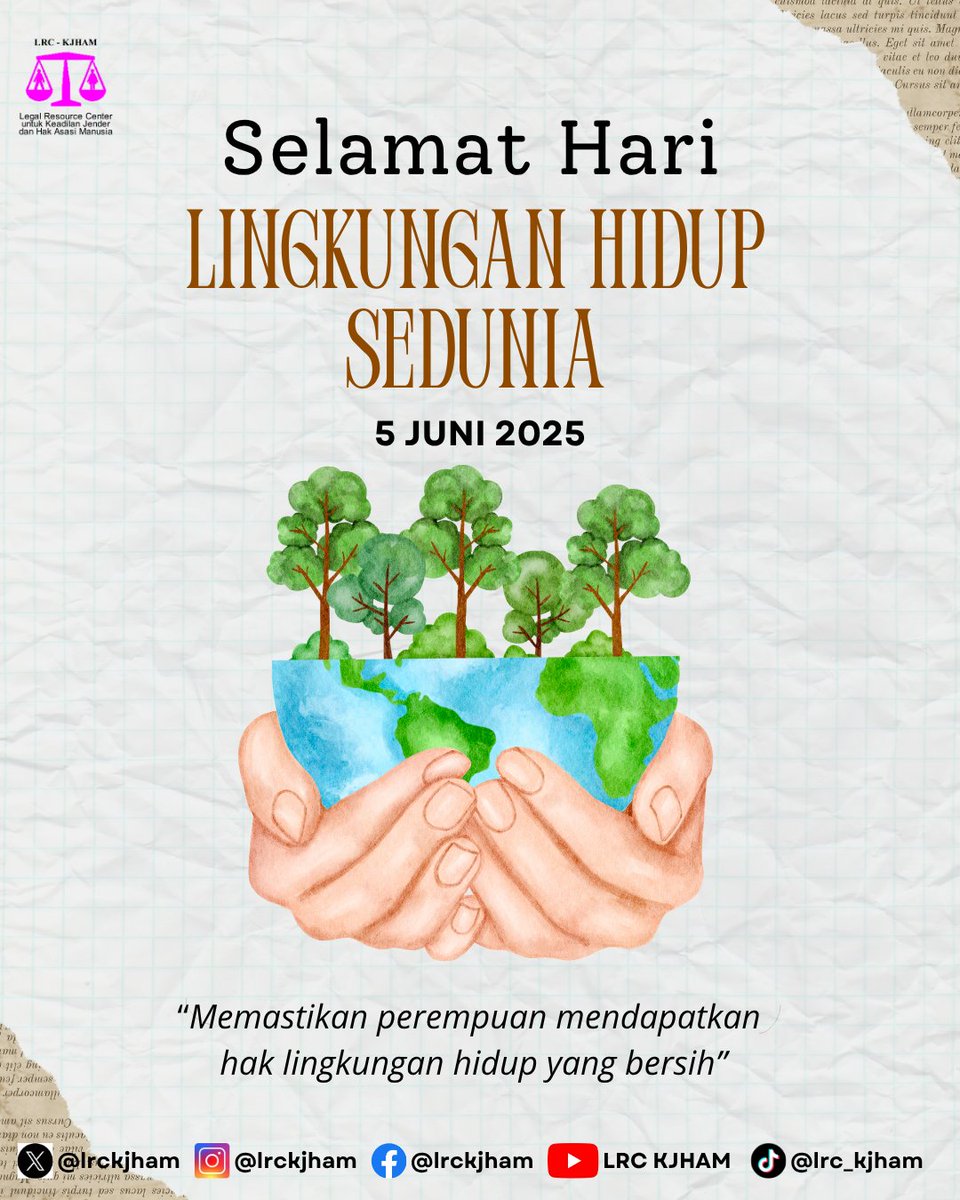 lrckjham's tweet photo. Selamat Hari Lingkungan Hidup Sedunia
Memastikan perempuan mendapatkan hak lingkungan hidup yang bersih. https://t.co/TflfVS6Cwd