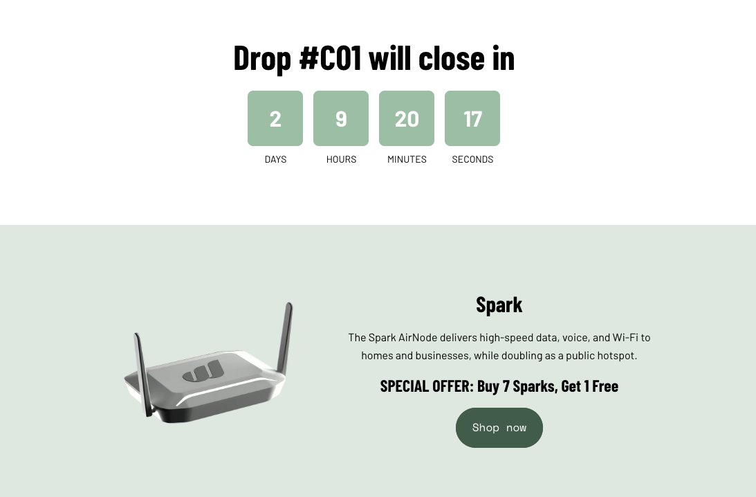 Like you all, we’re counting down the minutes till the #WorldMobile Chain goes live… but don’t forget, our drop ends in 2 days!

⚡ Buy 7, get 1 Spark free.

Don’t miss out on rewards while we build the future of telecom together --&gt; store.worldmobile.club