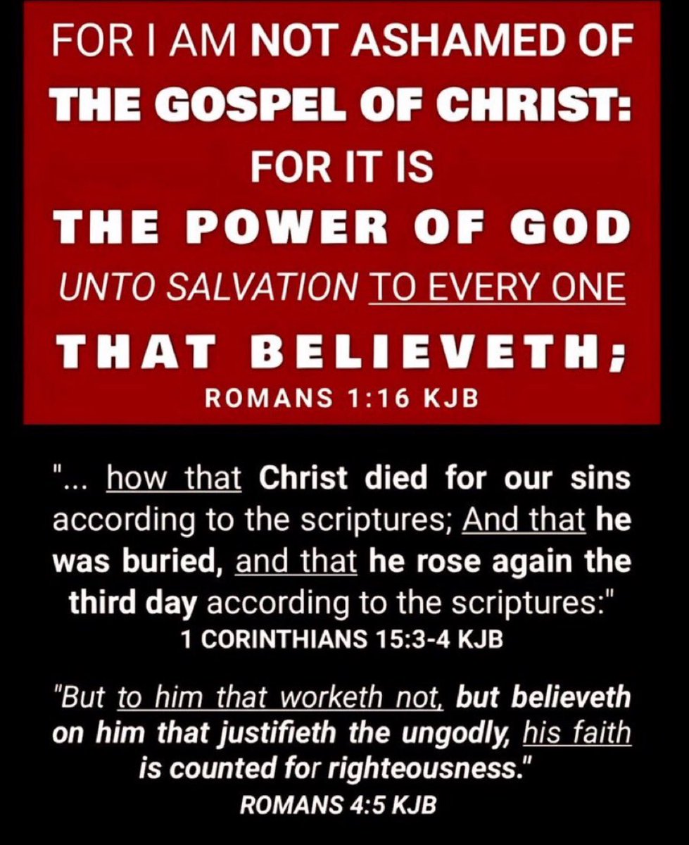 JesusorHell_'s tweet photo. Repent ye (metanoia-change your mind) and believe the gospel (as outlined in 1st Corinthians 15:1-4). Grace through faith. Not of works / not of ourselves.
#BelieveTheGospelToBeSaved #PowerOfGodUntoSalvation #ToEveryOneThatBelieveth #EternalLife #GiftOfGod #ByGraceThroughFaith #NotOfWorks #NotOfOurselves #NoBoasting #TheSimplicityThatIsInChrist #GospelOfChrist #SealedUntoDayOfRedemption