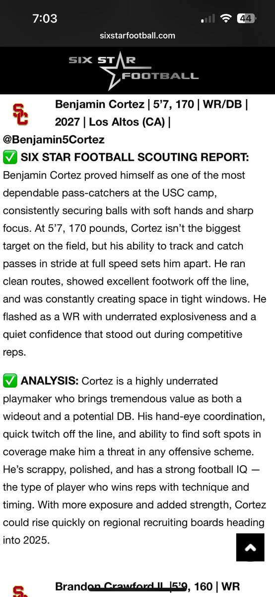 <a href="/sixstarfootball/">Six Star Football | PLUS+</a> Appreciate the report, Fuel to the fire for this upcoming season. Staying humble and grinding getting better each and everyday. #underdog