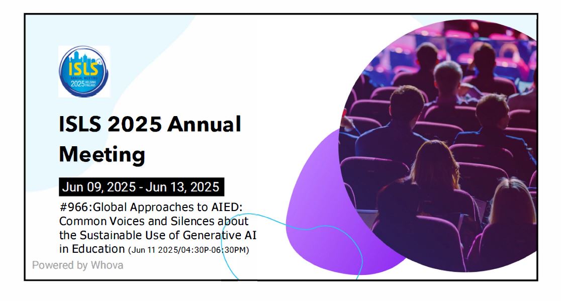 Thrilled to be presenting at #isls2025 with Prof. Hyo-Jeong from <a href="/EwhaWomansUniv/">이화여자대학교</a>. Join our conversation on #posthumanistic perspectives of #AIED!