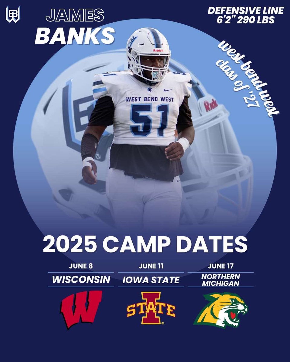 Here are the finalized camps I will be attending this summer. Can’t wait to show what I got, and just perform. <a href="/MJ_NFLDraft/">Mark Johnson</a> <a href="/PrepRedzoneWI/">Prep Redzone Wisconsin</a> <a href="/WBW_Football/">West Bend West Football</a> <a href="/CoachDuFrane/">Mike DuFrane</a> <a href="/RyanClanton/">Ryan Clanton</a> <a href="/CoachWhit_UW/">E.J. Whitlow 🔴🦡⚪️</a>