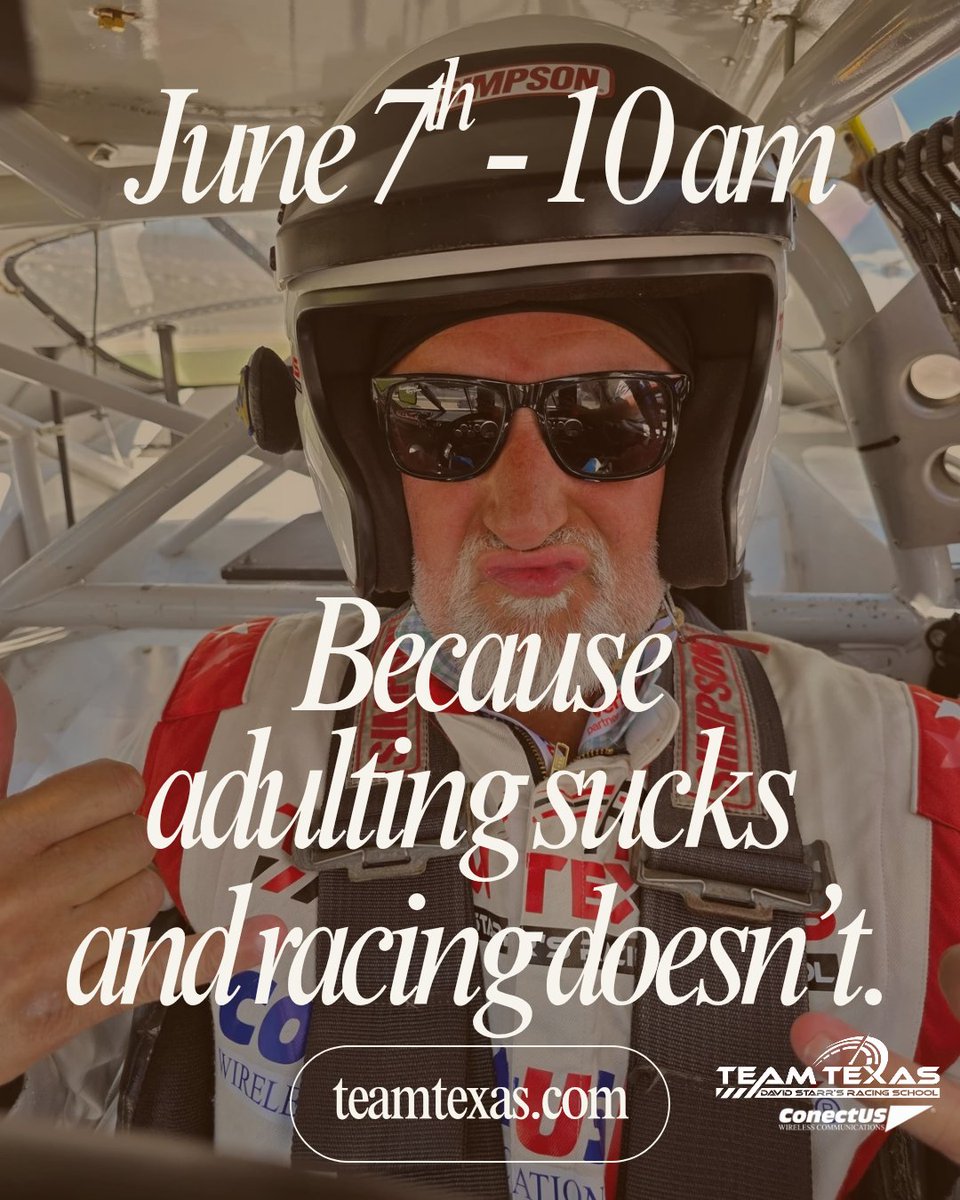 TeamTXDrivin's tweet image. Sick of the 9-to-5 grind? On June 7th, swap your inbox for an engine and your to-do list for 10 blazing hot laps in a real NASCAR racecar at TMS.
This isn’t some kiddie go-kart track.
This is full-speed, no-BS, punch-it-and-feel-it NASCAR racing.