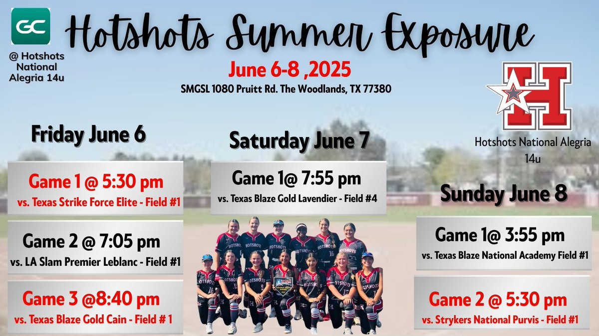 Johanna B. Acuña (@jojoacuna2028) on Twitter photo Can't wait to hit the field with my awesome teammates this weekend!
<a href="/hotshotsnation/">Hotshots Fastpitch</a> <a href="/CSA_Athletes/">Collegiate Sports Advocate (CSA)</a> Can't wait to hit the field with my awesome teammates this weekend!
<a href="/hotshotsnation/">Hotshots Fastpitch</a> <a href="/CSA_Athletes/">Collegiate Sports Advocate (CSA)</a>