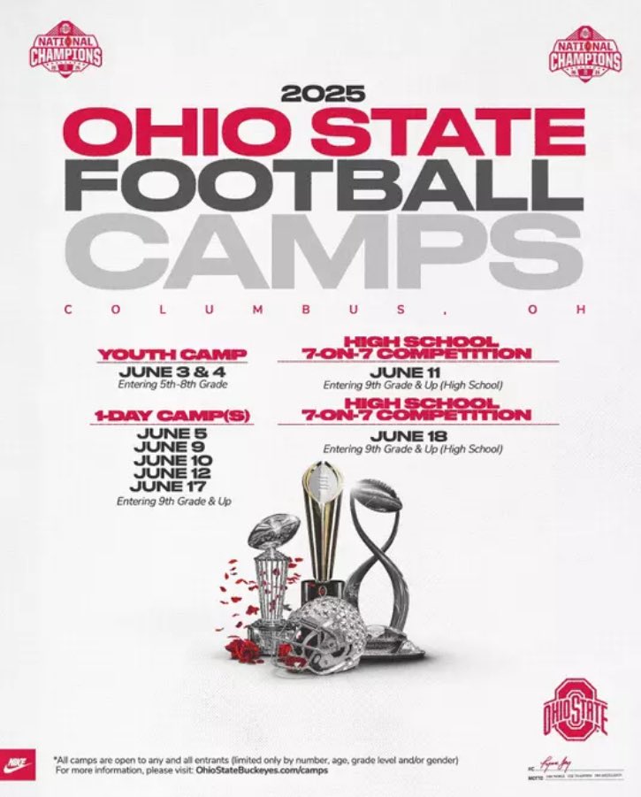 Looking forward to going to the OSU football camp tomorrow June 4th one of many this summer!
