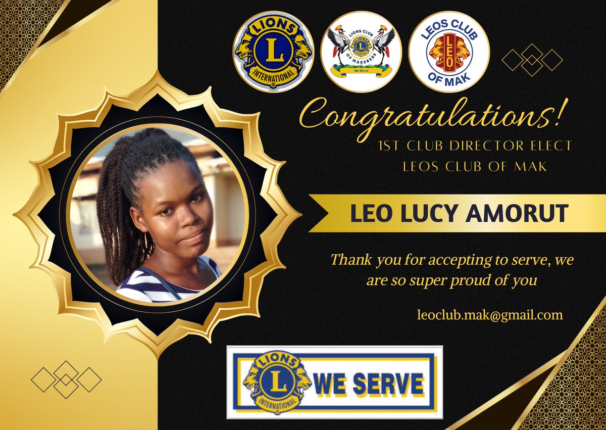 Congratulations Leo Lucy 
1st club Director elect