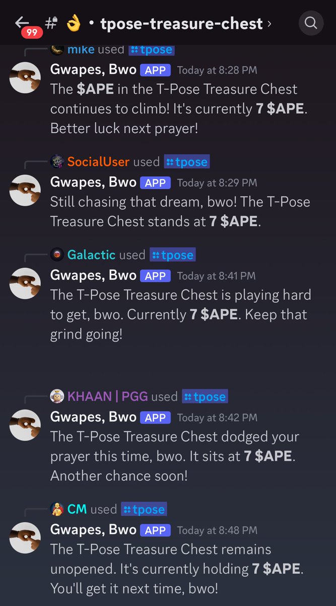 The Gwapes are searching for booty in the server right now.

I’d be so sad if I didn’t have a Gwape on ApeChain, rn. Like… that would be absolutely awful not to be a holder. Can’t imagine it tbh. Feeling grateful.