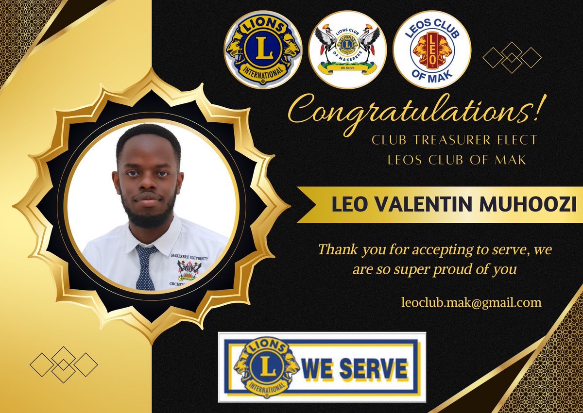 Congratulations Leo Valentin
Club treasurer elect