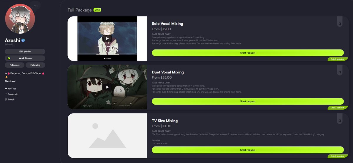 Azashi__'s tweet image. SLOTS ARE OPEN! My mixing c0mms are open until the 23rd!
Please take a look at them if you&apos;re interested, and don&apos;t hesitate to DM me if you have any questions!

vgen.co/Azashi__

#VGenComm #VGen