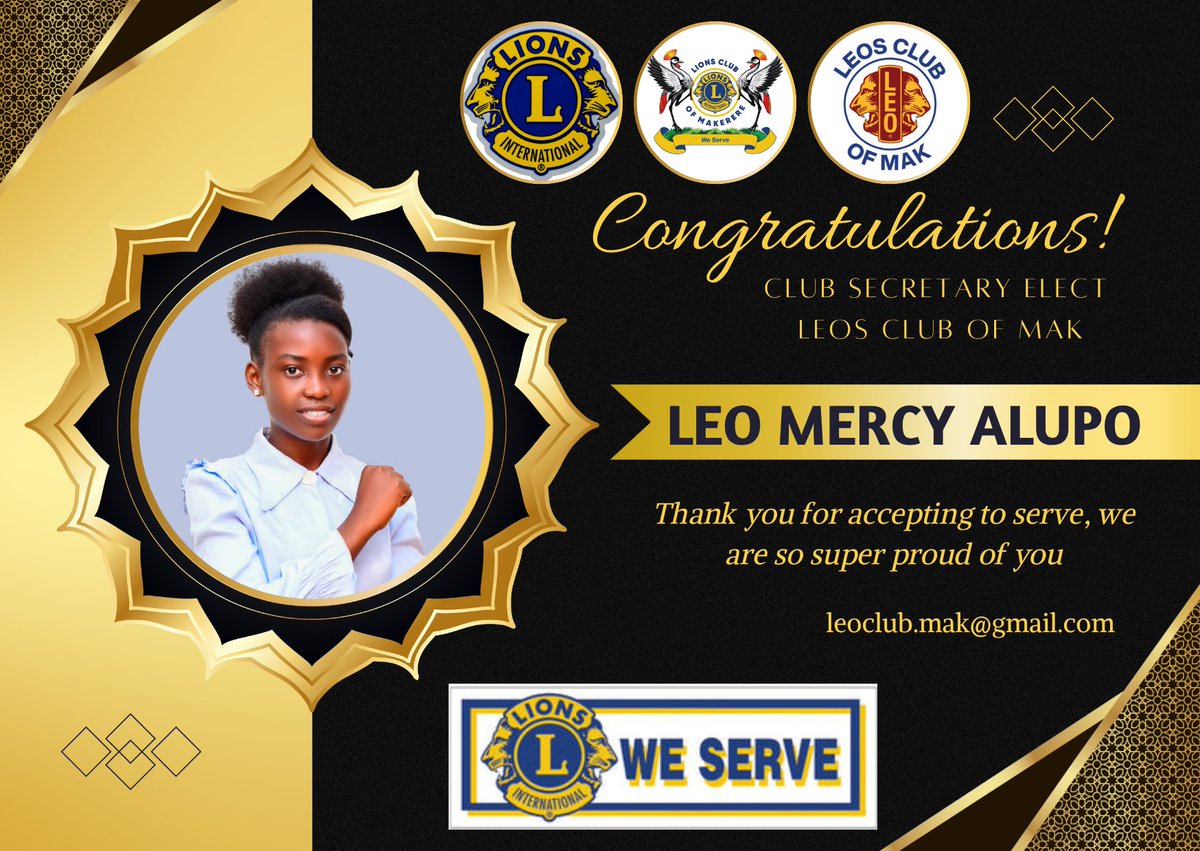 Congratulations Leo Mercy 
Club Secretary elect
